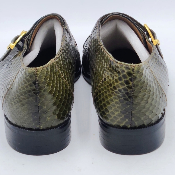 Giorgio Brutini Vintage Snakeskin Double Monk Strap Shoes Olive Green 6.5M 8.5W main image 13